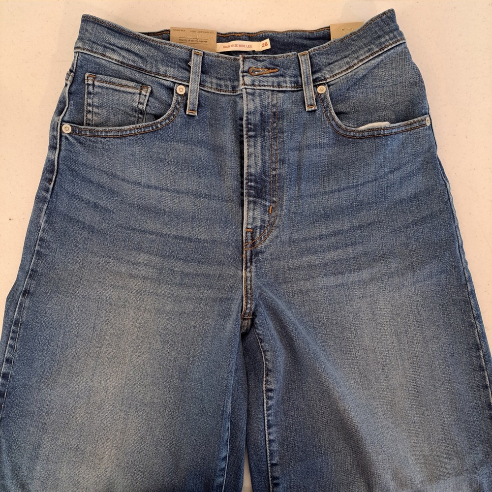 Levis Womens Jeans 28x27 Blue NWT High Rise Wide Leg 1664-560